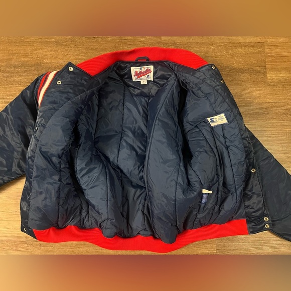 MLB Starter Diamond Collection Cleveland Indians Bomber Warm Satin Jacket XL‎ G7 - Picture 12 of 16